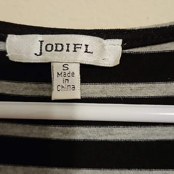 Jodifl Black and Gray stripped button down dress - Picture 2 of 7